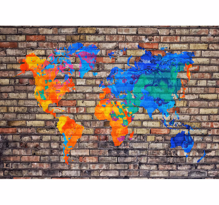 Blind kids political full color world map - TenStickers