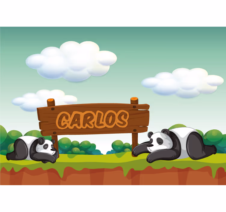 Blind kids panda's room personalized name - TenStickers