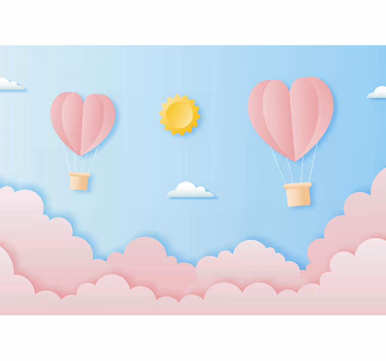 Blind kids paper cut hot air balloons design - TenStickers