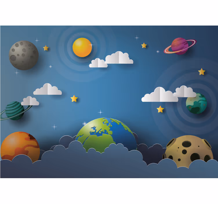 Blind kids cartoon planets in line - TenStickers
