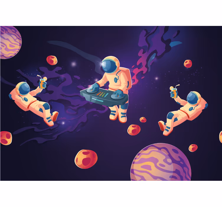 Blind kids jamming with cartoon astronauts - TenStickers
