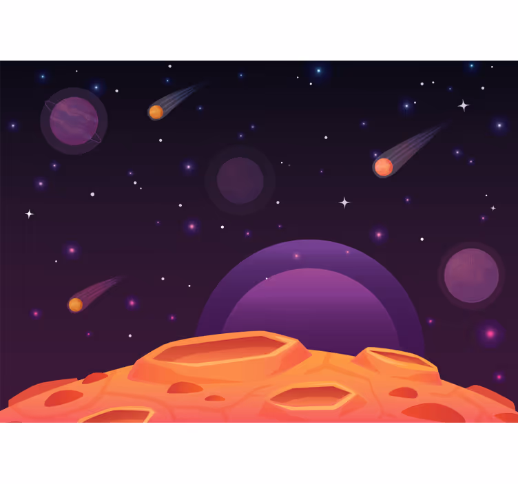 Blind kids cartoon half planet with different planets - TenStickers