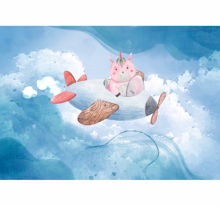 Blind kids flying unicorn in the blue sky - TenStickers