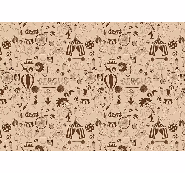 Blind kids retro brown circus pattern - TenStickers