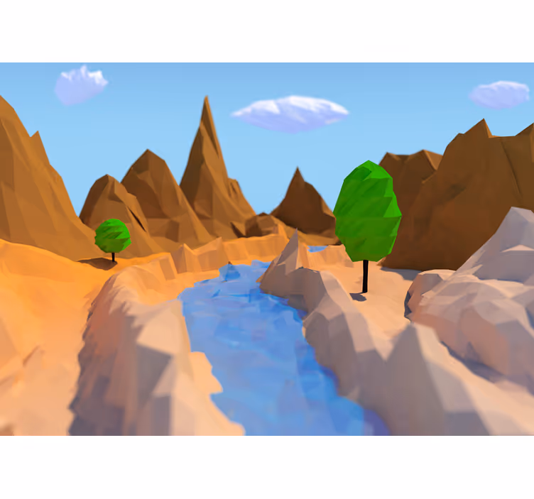 Blind kids 3d illustration of mountains, forest, desert - TenStickers