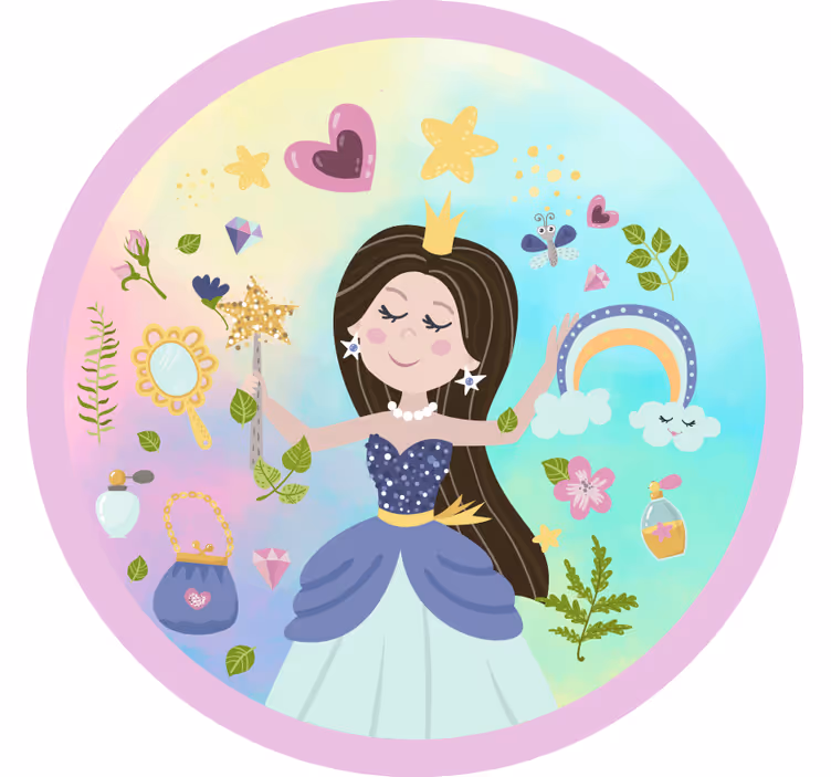 Blind kids princess multicolor background - TenStickers