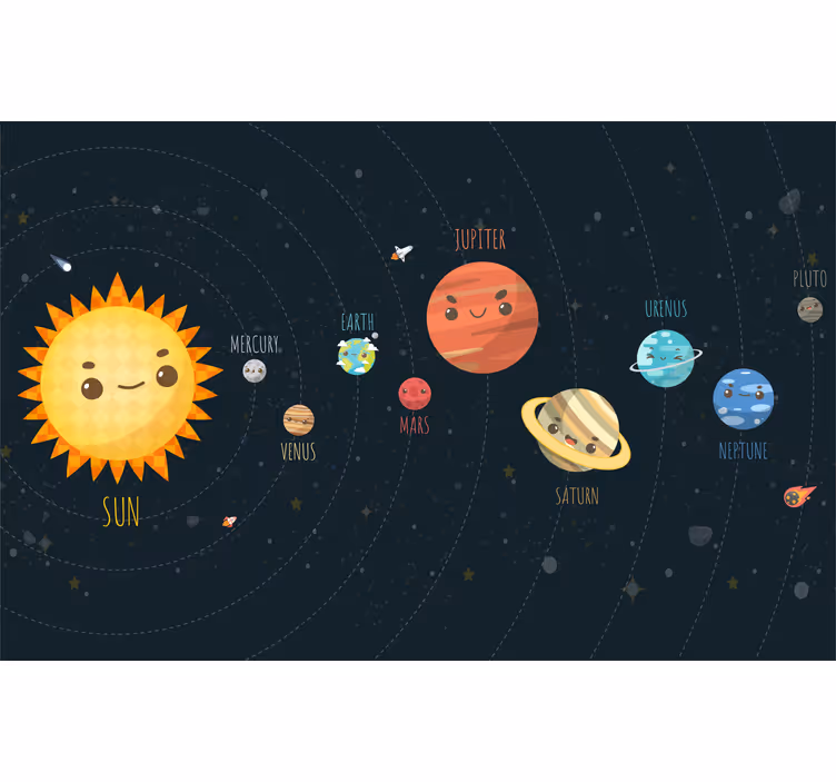 Blind kids solar system explained cartoon - TenStickers