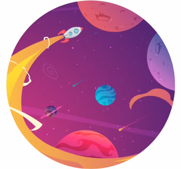 Blind kids cartoon rocket in space - TenStickers