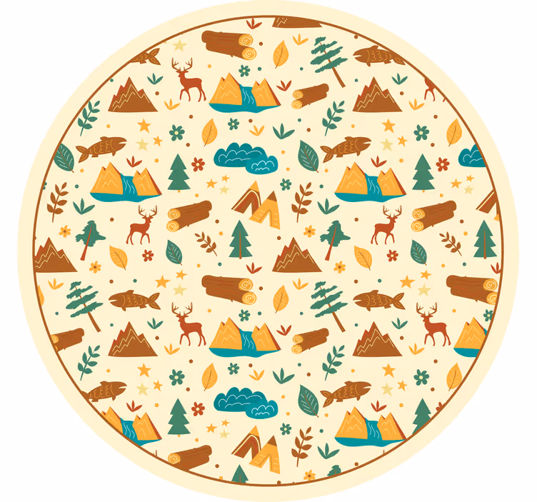 Blind kids hand drawn camping and mountain fun - TenStickers