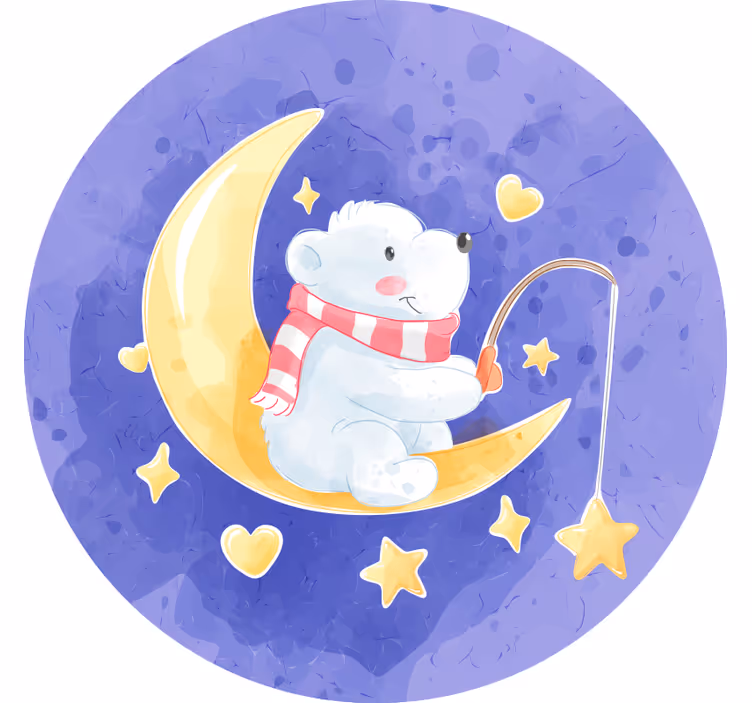 Blind kids bear fishing stars nordic style - TenStickers