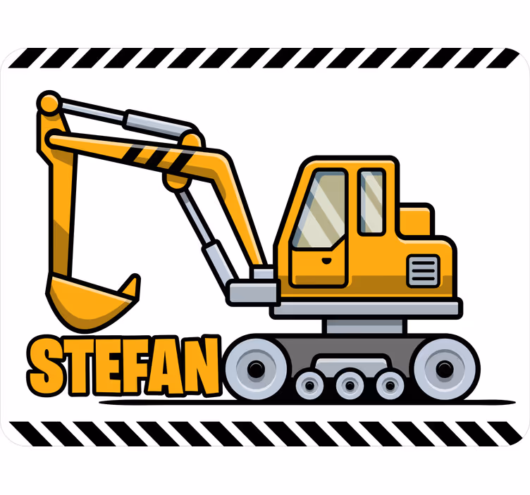 Blind kids yellow cartoon excavator with name - TenStickers