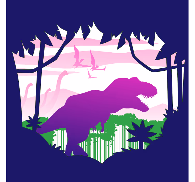 Blind kids big dinosaur with birds vinyl rug - TenStickers