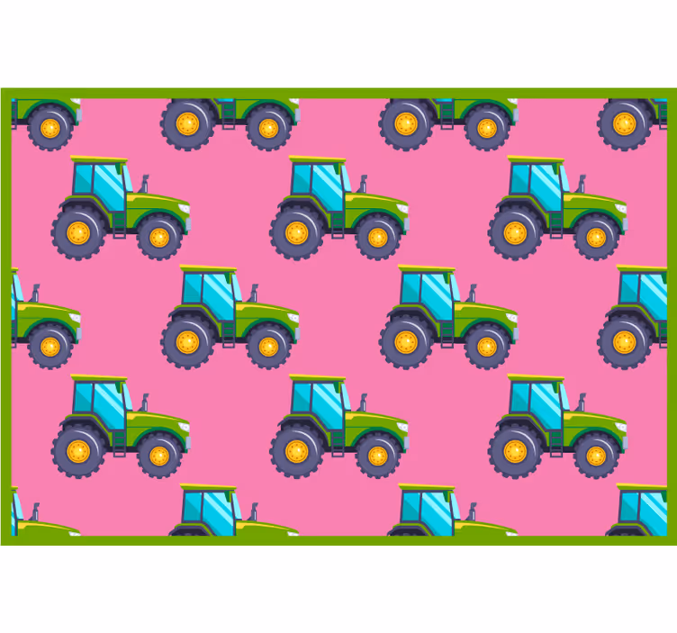 Blind kids pink and green tractor pattern - TenStickers