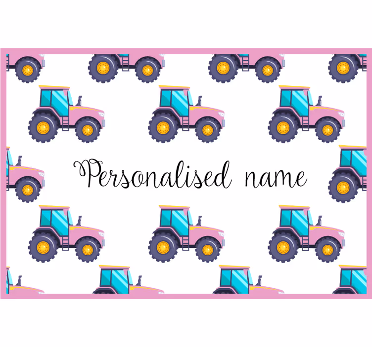 Blind kids pink personalized tractor - TenStickers