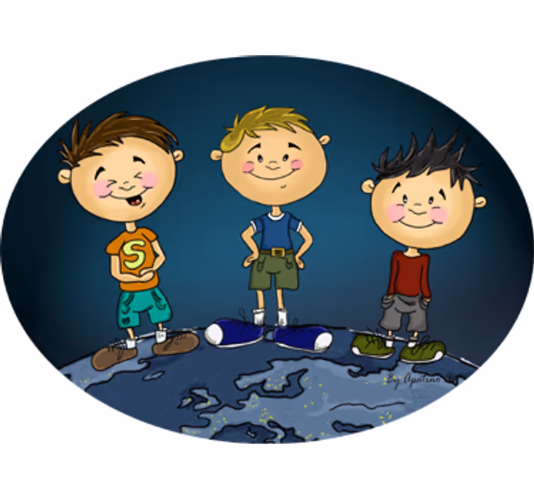 Blind kids world-themed kids' adhesive sticker - TenStickers