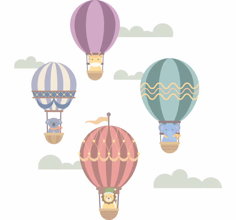 Blind kids flying balloons with animals - TenStickers