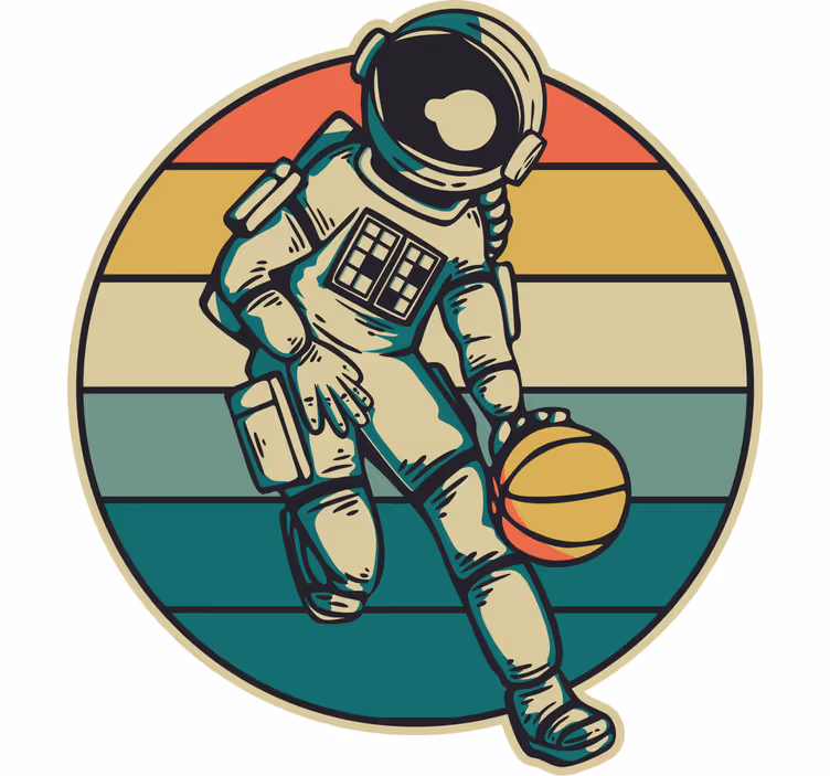Blind kids vintage astronaut playing basketball - TenStickers