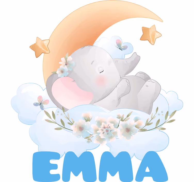 Blind kids cute animals elephant with name - TenStickers