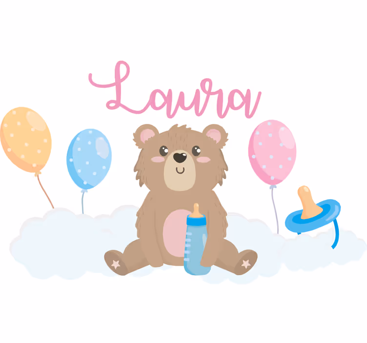 Blind kids cute bear for girl with name - TenStickers