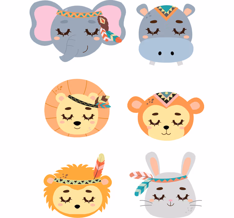 Blind kids yellow and gray jungle animals - TenStickers