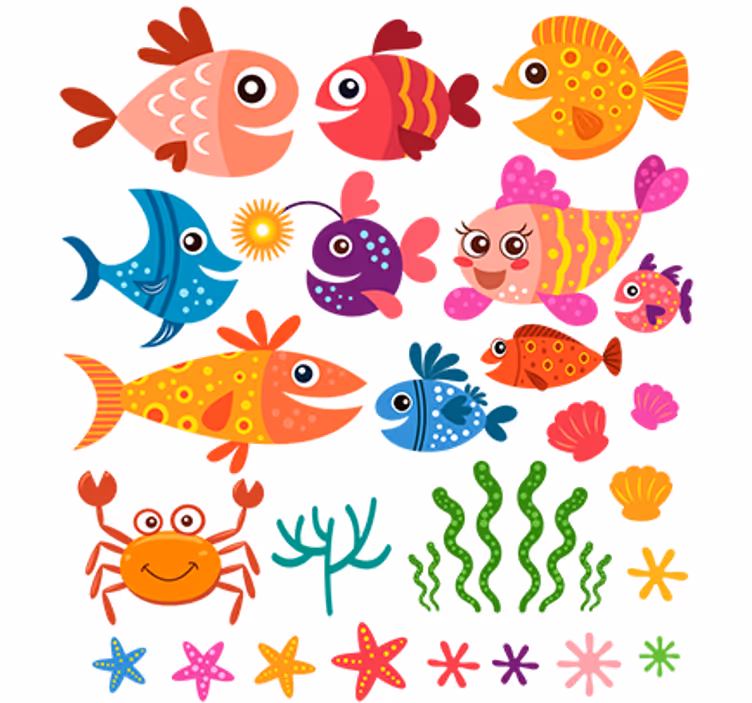 Blind kids colorful baby fishes - TenStickers
