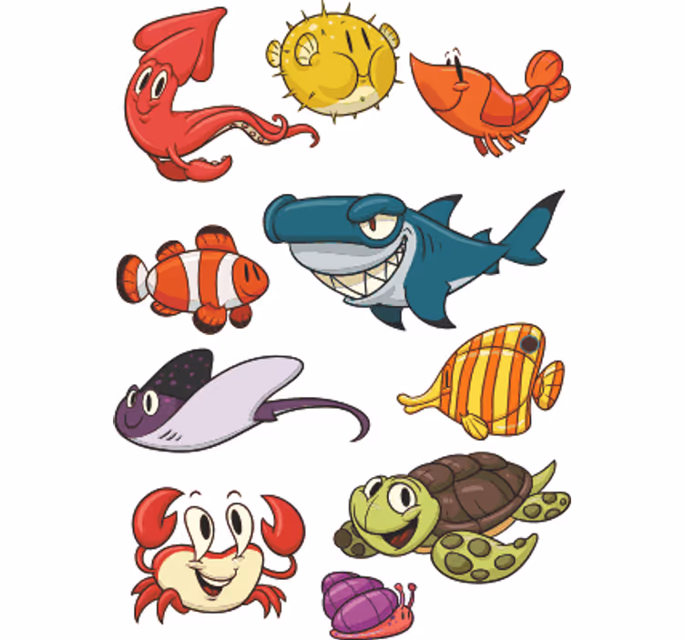 Blind kids colorful fish pack - TenStickers