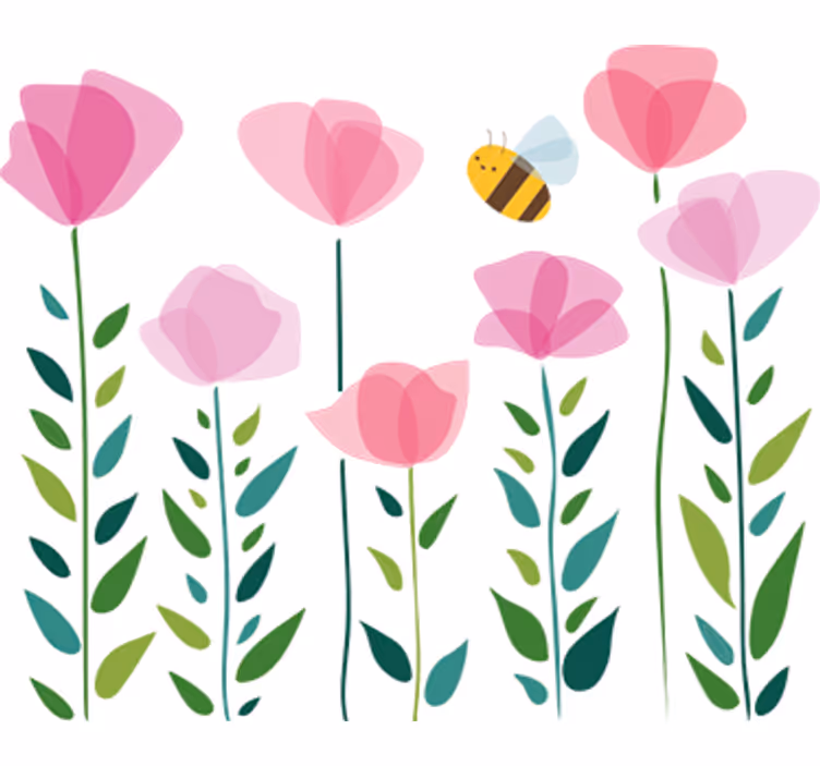 Blind kids pink flowers and bee - TenStickers