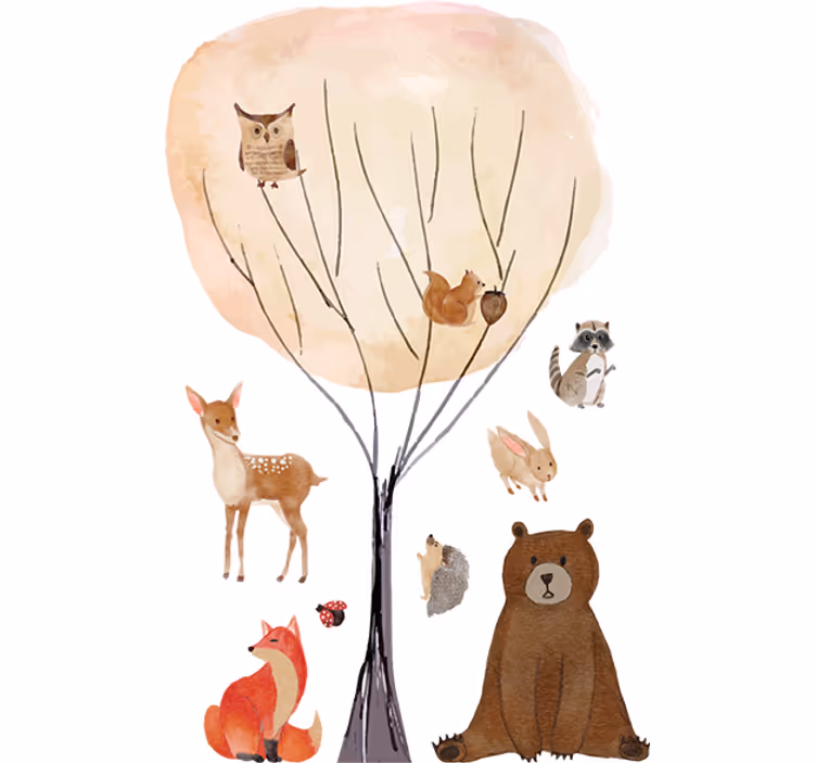 Blind kids forest animals and tree - TenStickers