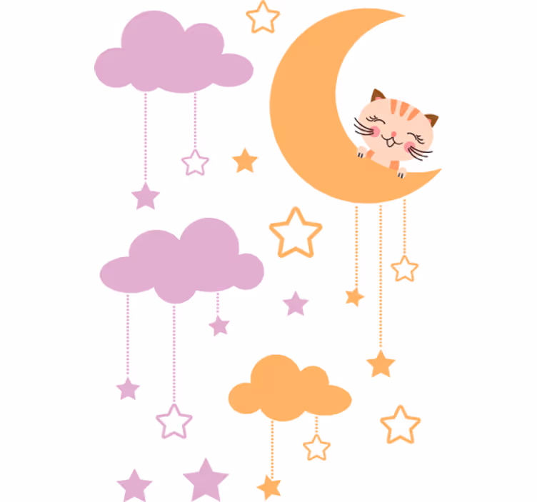 Blind kids cat moon sticker - TenStickers