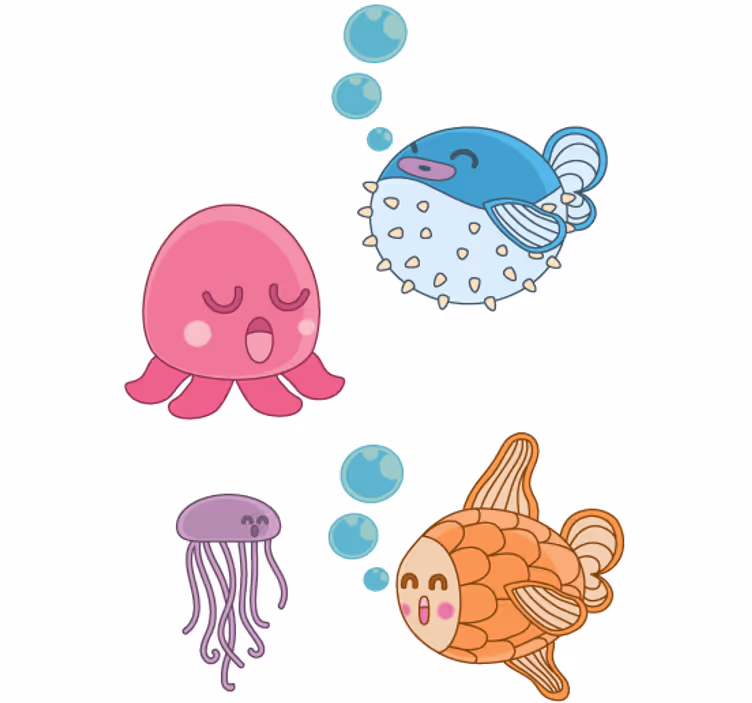 Blind kids fish illustration sticker - TenStickers