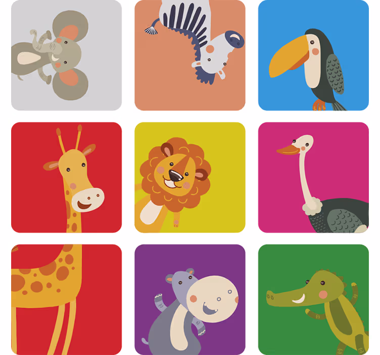 Blind kids colorful animal tiles - TenStickers
