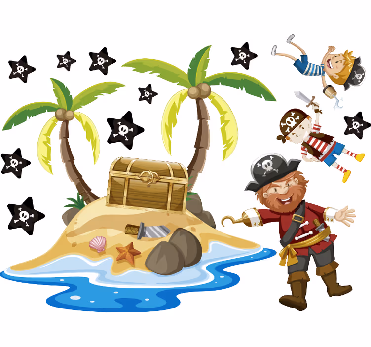 Blind kids pirates and palm trees - TenStickers