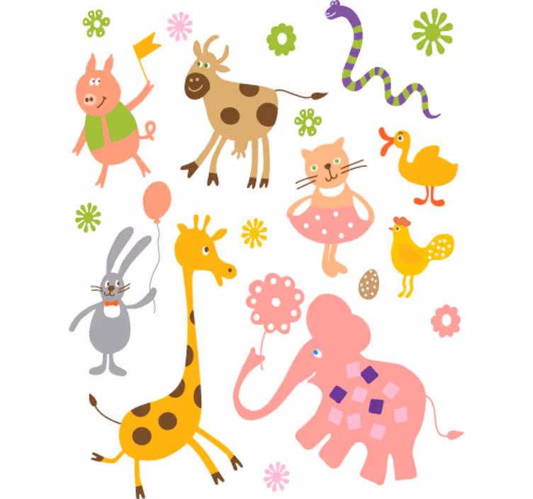 Blind kids animal drawings stickers - TenStickers
