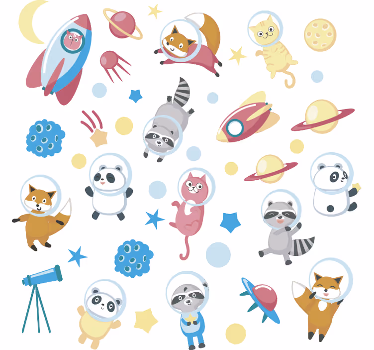 Blind kids animals in space - TenStickers