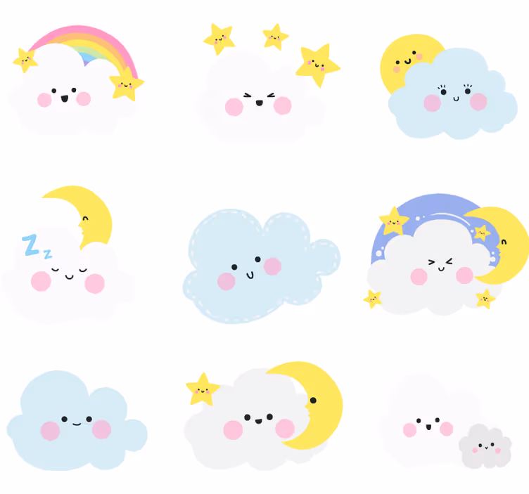 Blind kids white and blue clouds - TenStickers