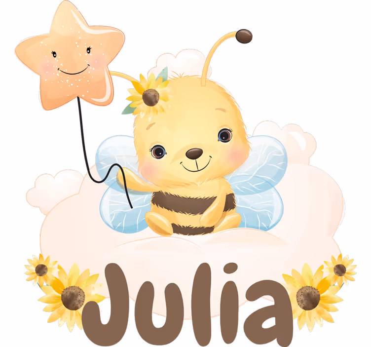 Blind kids cute animal bee personalized name - TenStickers