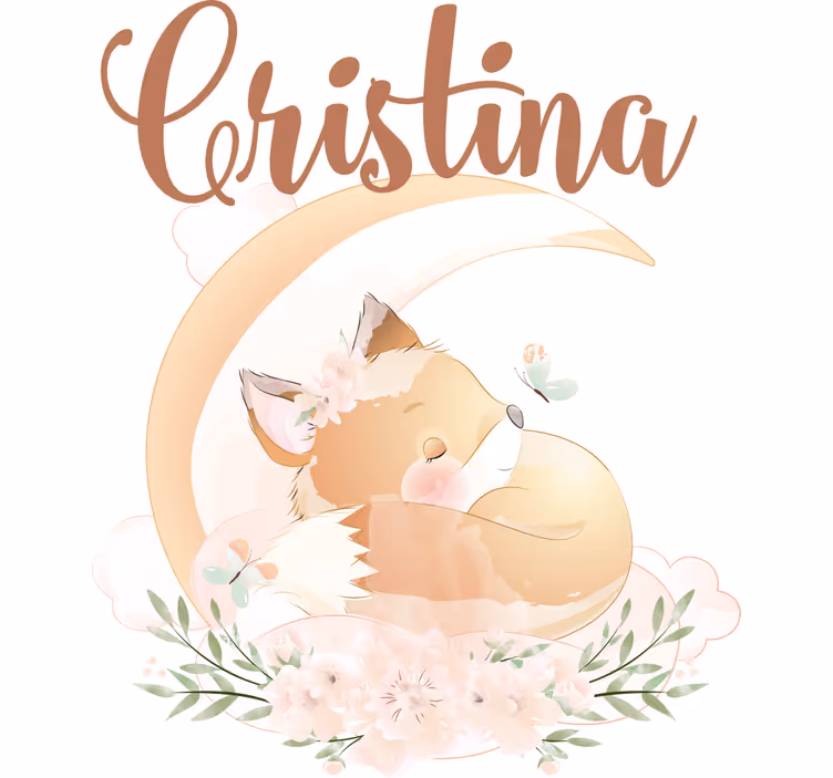 Blind kids cute fox for girl with name - TenStickers