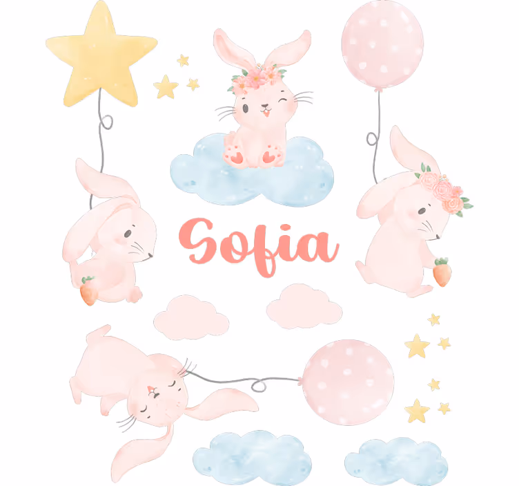 Blind kids pink balloons with bunnies - TenStickers
