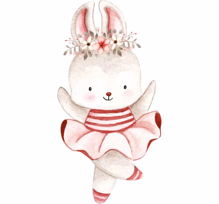 Blind kids rabbit ballerina in roses - TenStickers