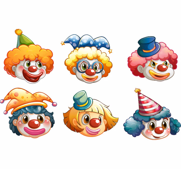 Blind kids colorful clown faces - TenStickers