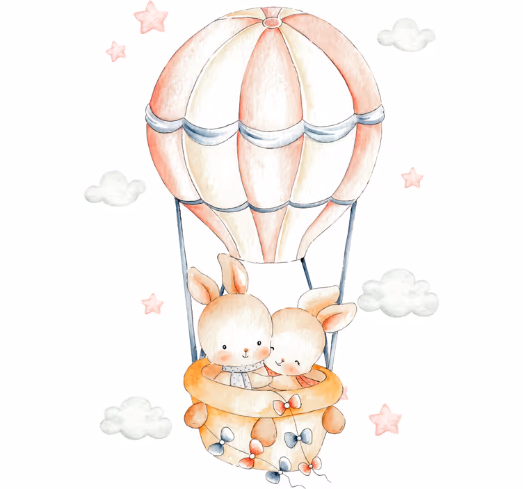 Blind kids bunny hot air balloon - TenStickers