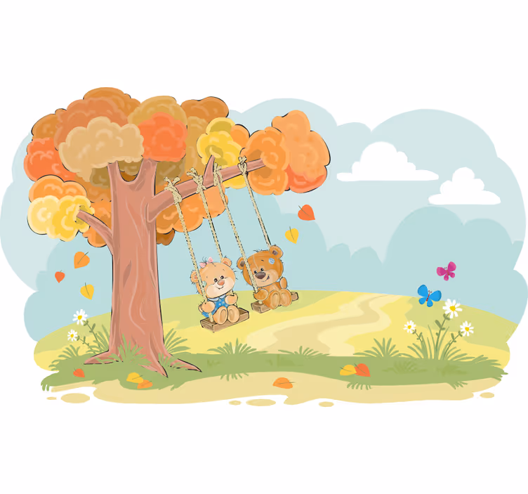 Blind kids teddy bears in the woods - TenStickers
