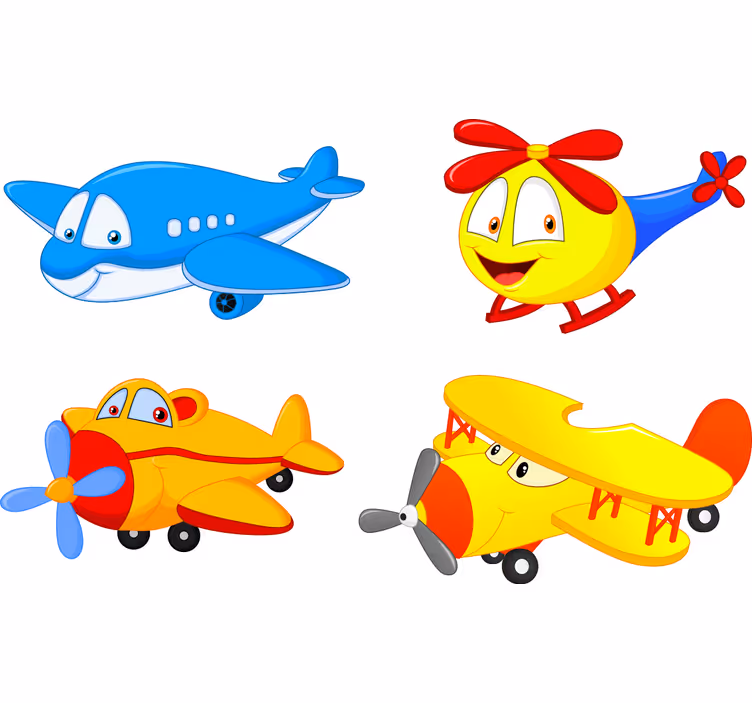 Blind kids' planes and helicopters with faces - TenStickers