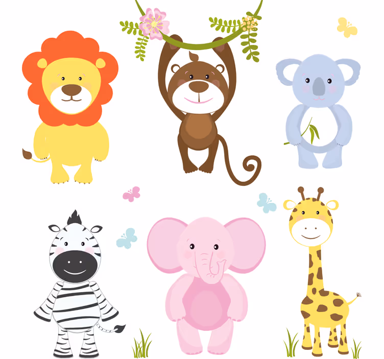 Blind kids colorful baby animals - TenStickers