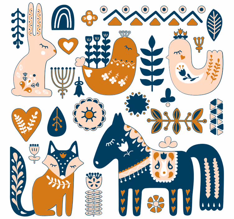 Blind kids forest animals in nordic style - TenStickers