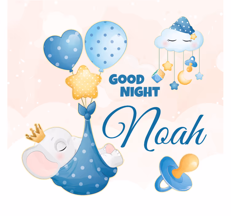 Blind kids cute elephant for boy with name - TenStickers