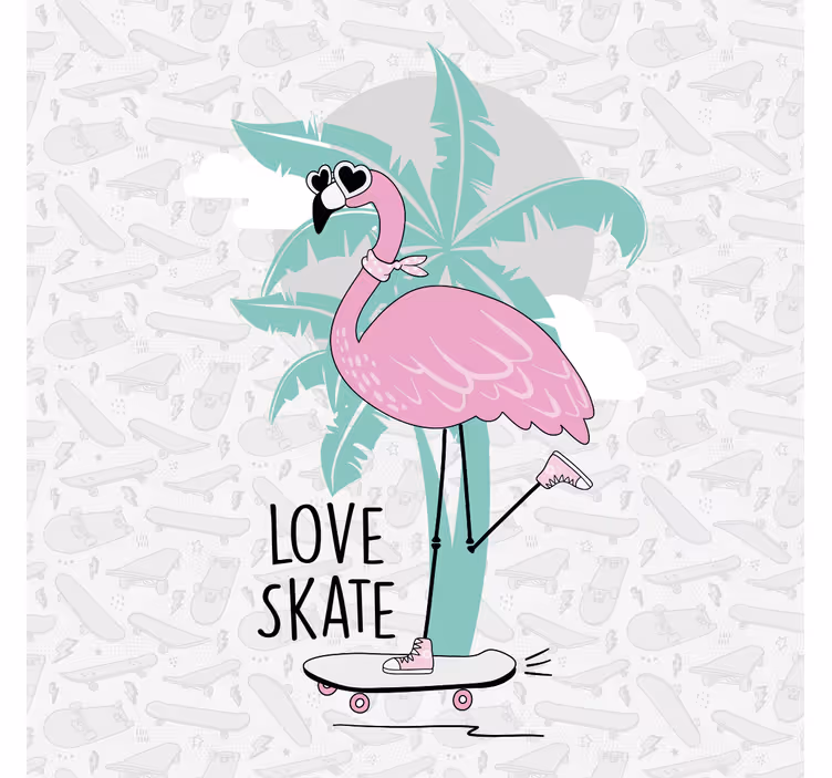Blind kids skating on a hand-drawn flamingo - TenStickers