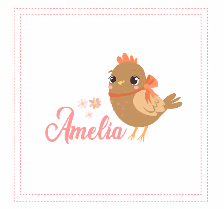 Blind kids chick with ribbon and name quadres 3 - TenStickers