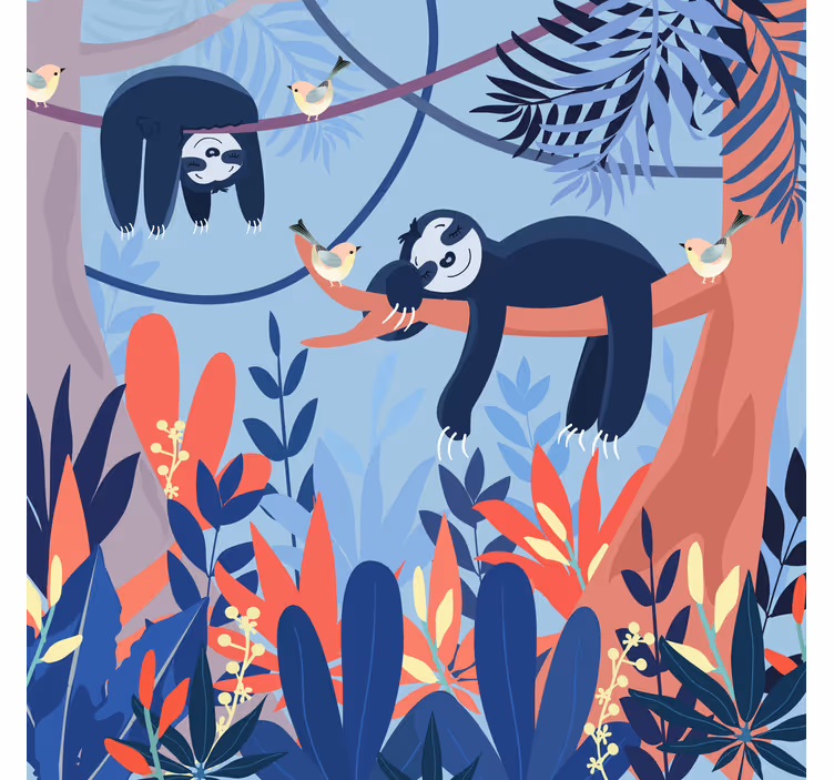 Blind kids sleeping animals in forest - TenStickers