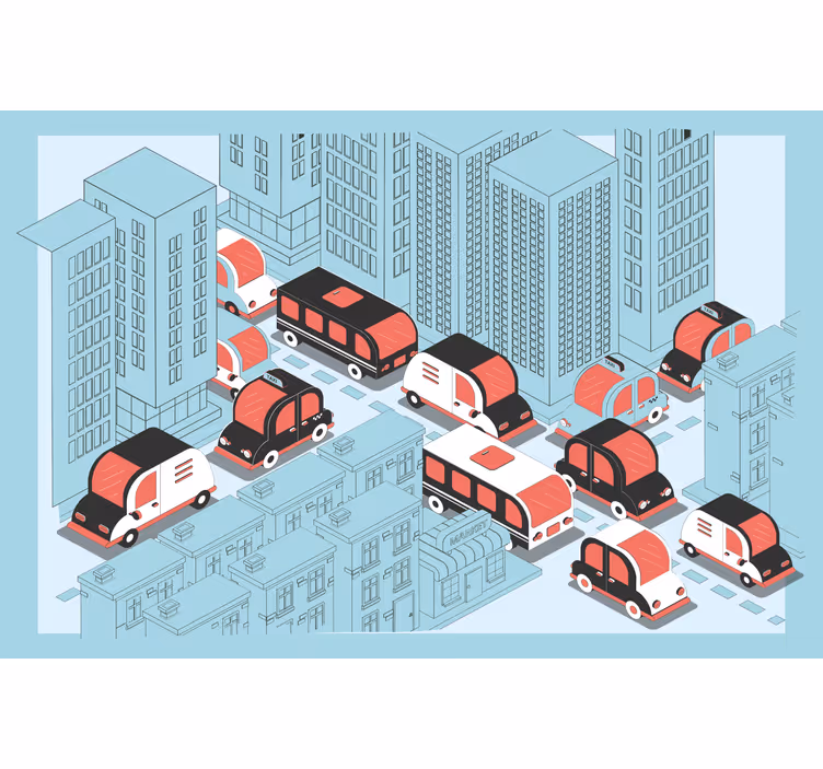Blind kids mint blue bustling city - TenStickers